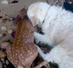 Hond redt Bambi van verdrinkingsdood